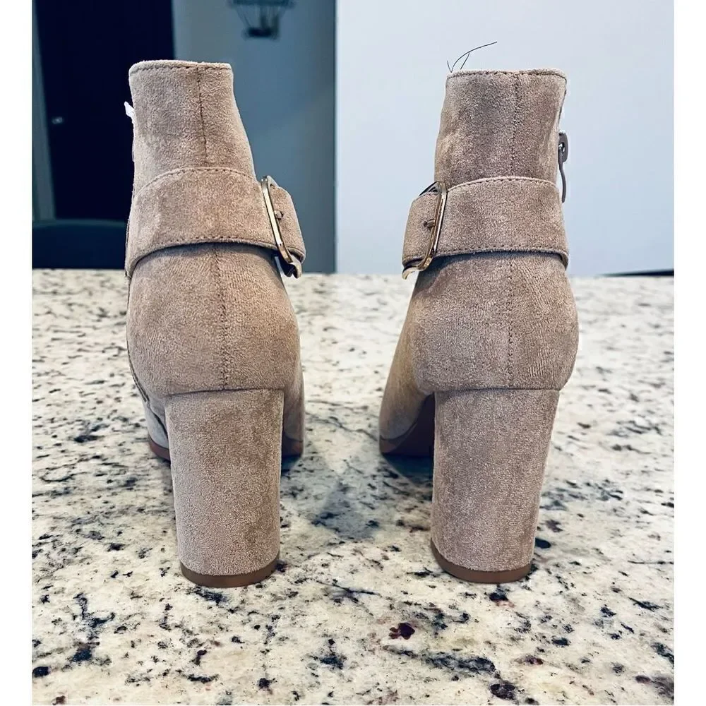 Hawkwell Women's Pointed Toe Side Zipper Slip on Chunky Heel Booties